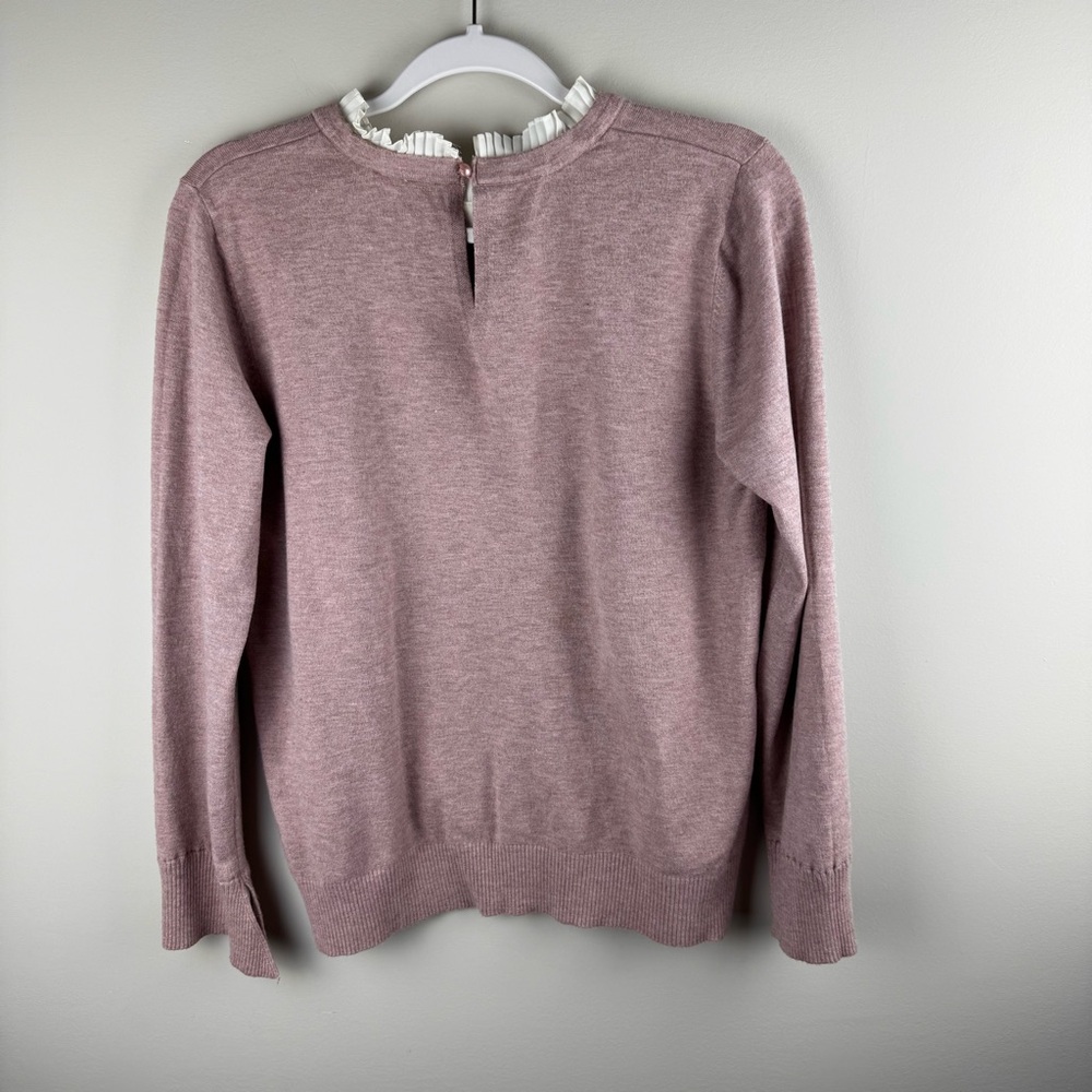 Vila Milano Wool Blend Sweater Size XL Lavender Pleated‎ Ruffle Collar Cuffs - Picture 12 of 13